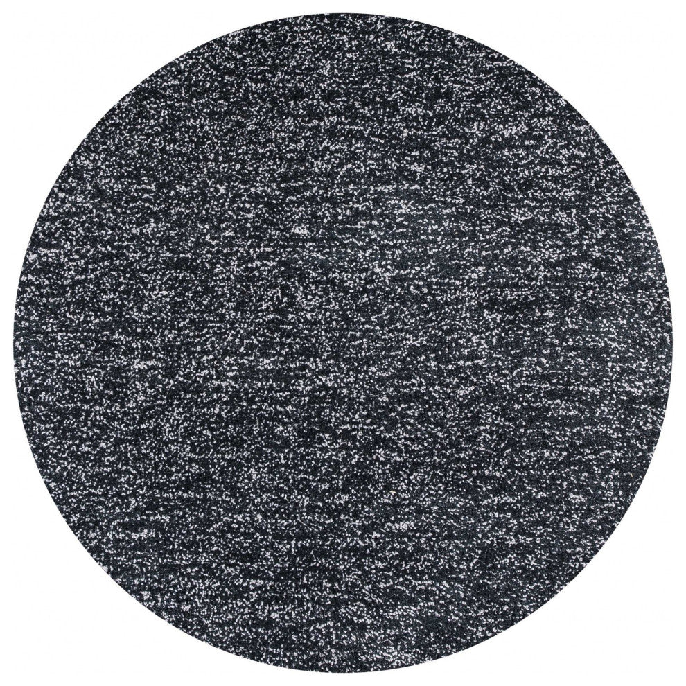 HomeRoots 6' Round Black Heather Plain Indoor Area Rug
