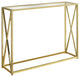 42" Clear And Gold Glass Frame Console Table