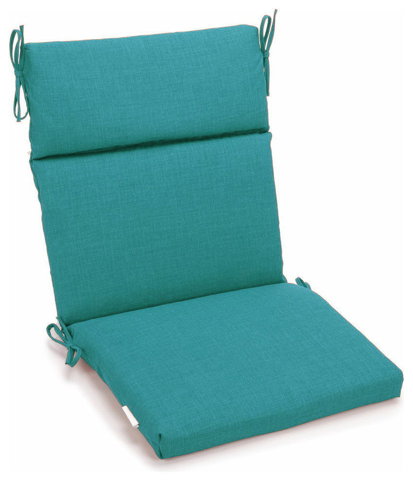 20"x42" Spun Polyester Outdoor Squared Seat/Back Chair Cushion, Aqua Blue