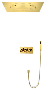 LED Mist Hot and Cold Shower System With Square Hand Shower, Phone Control