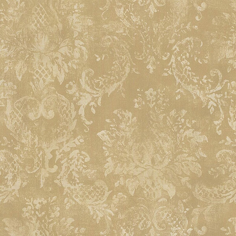 Stripes And Damasks 3, Classic Damask Stripes Beige Wallpaper Sample
