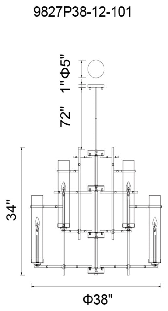 Sierra 12 Light Up Chandelier With Black Finish