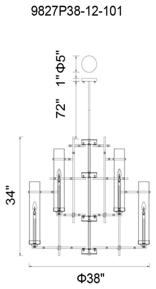 Sierra 12 Light Up Chandelier With Black Finish