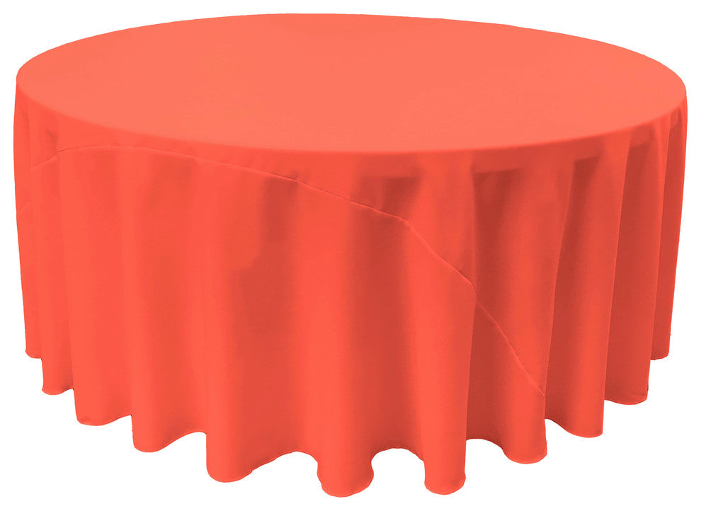 LA Linen Round Polyester Poplin, Coral, 120" Round