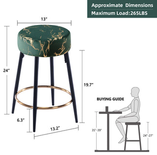 Minimalist Round Bar Stools, Darkgreen-Bronzing, 24 Inch