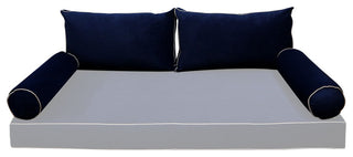 STYLE V2 Twin Velvet ContrastPipe Indoor Daybed Bolster Pillow |COVER ONLY|AD373