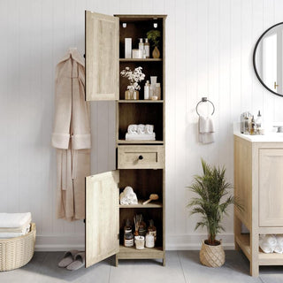 Dune Freestanding Bathroom Linen Tower Storage Cabinet, Brown