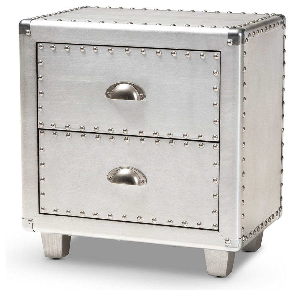 High Industrial Style Metal Nightstand, 19"