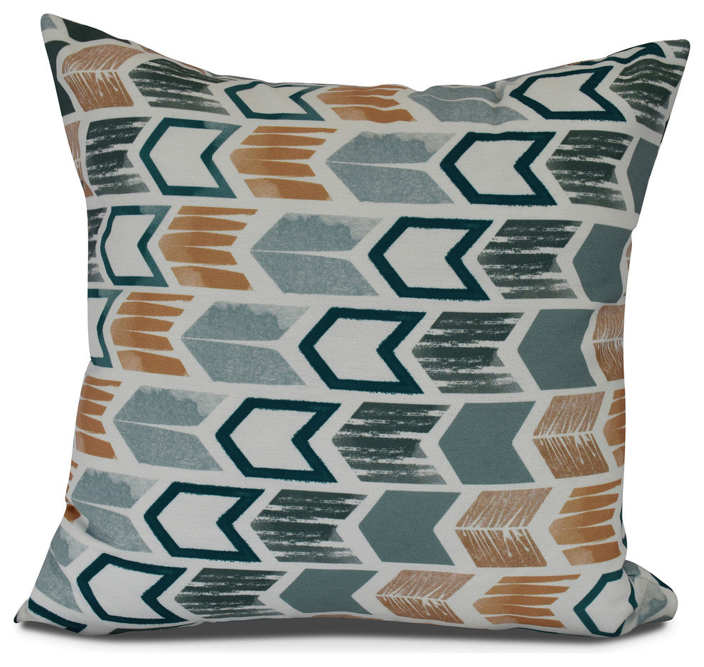 Arrow, Geometric Print Outdoor Pillow, Teal, 20" x 20"