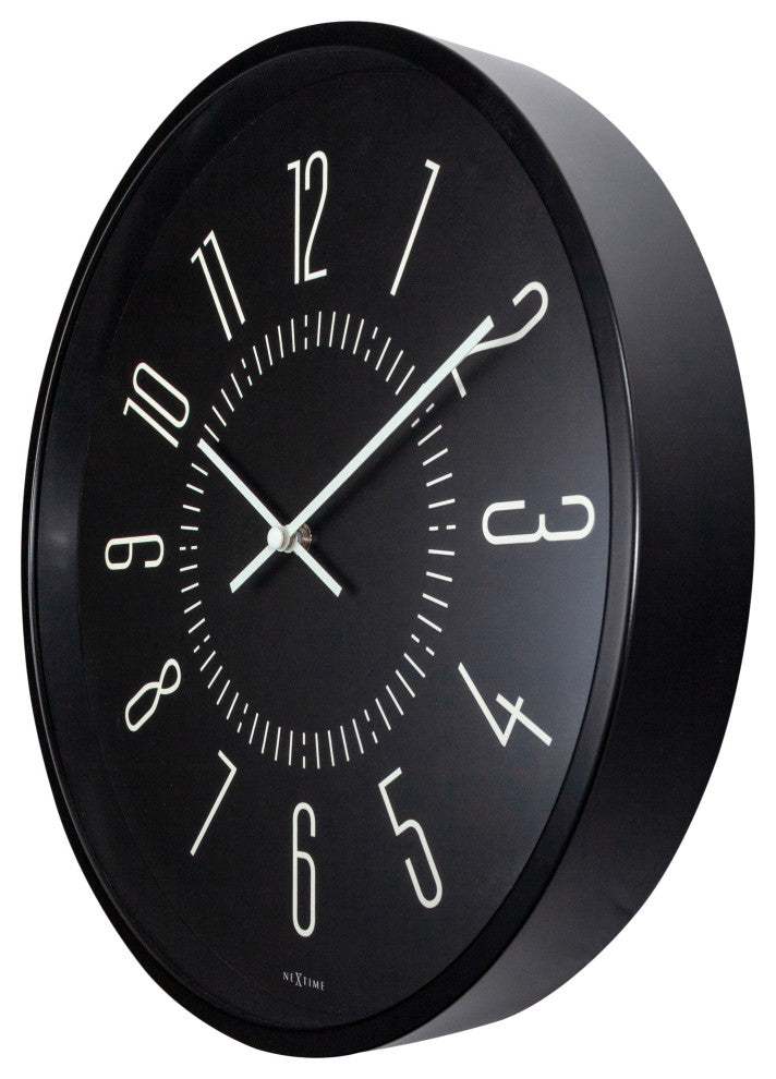 NeXtime Luminous Metal and Glass Wall Clock, Black