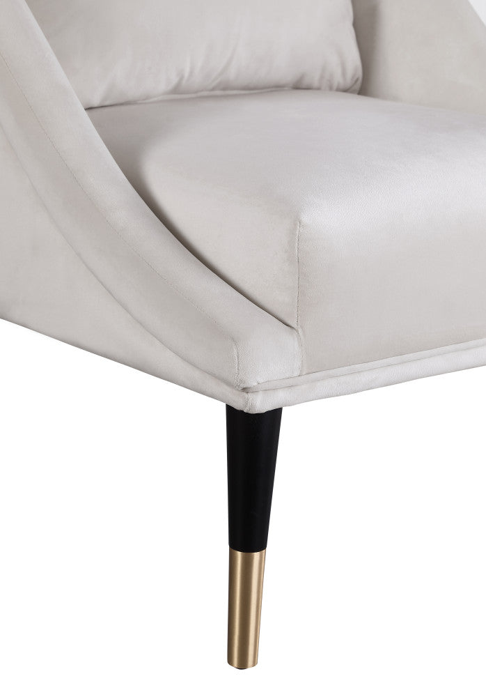 Elegante Velvet Upholstered Accent Chair, Cream