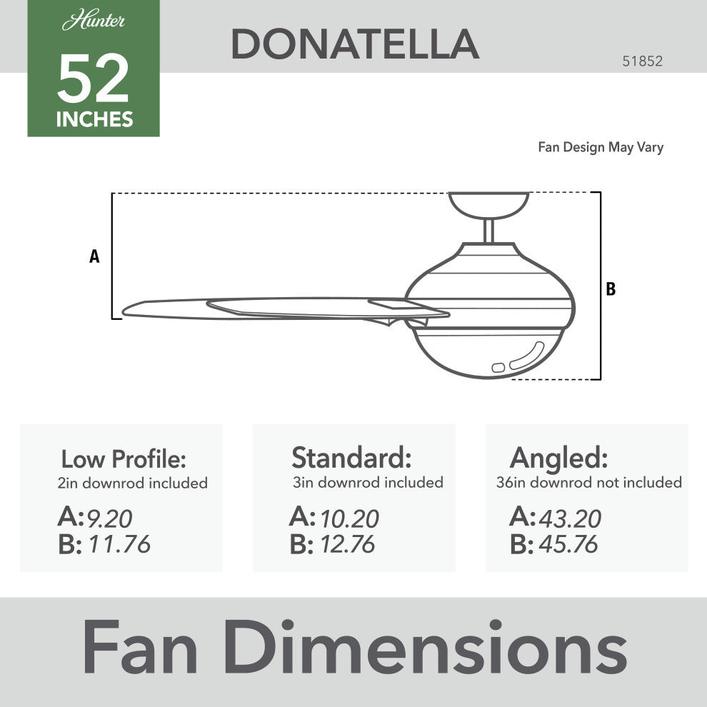 52" Donatella Burnished Brass Ceiling Fan, LED Light Kit and Handheld Remote