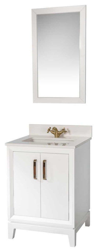 Fabia Collection 24" Bathroom Vanity With Sink, Mirror, Countertop, White