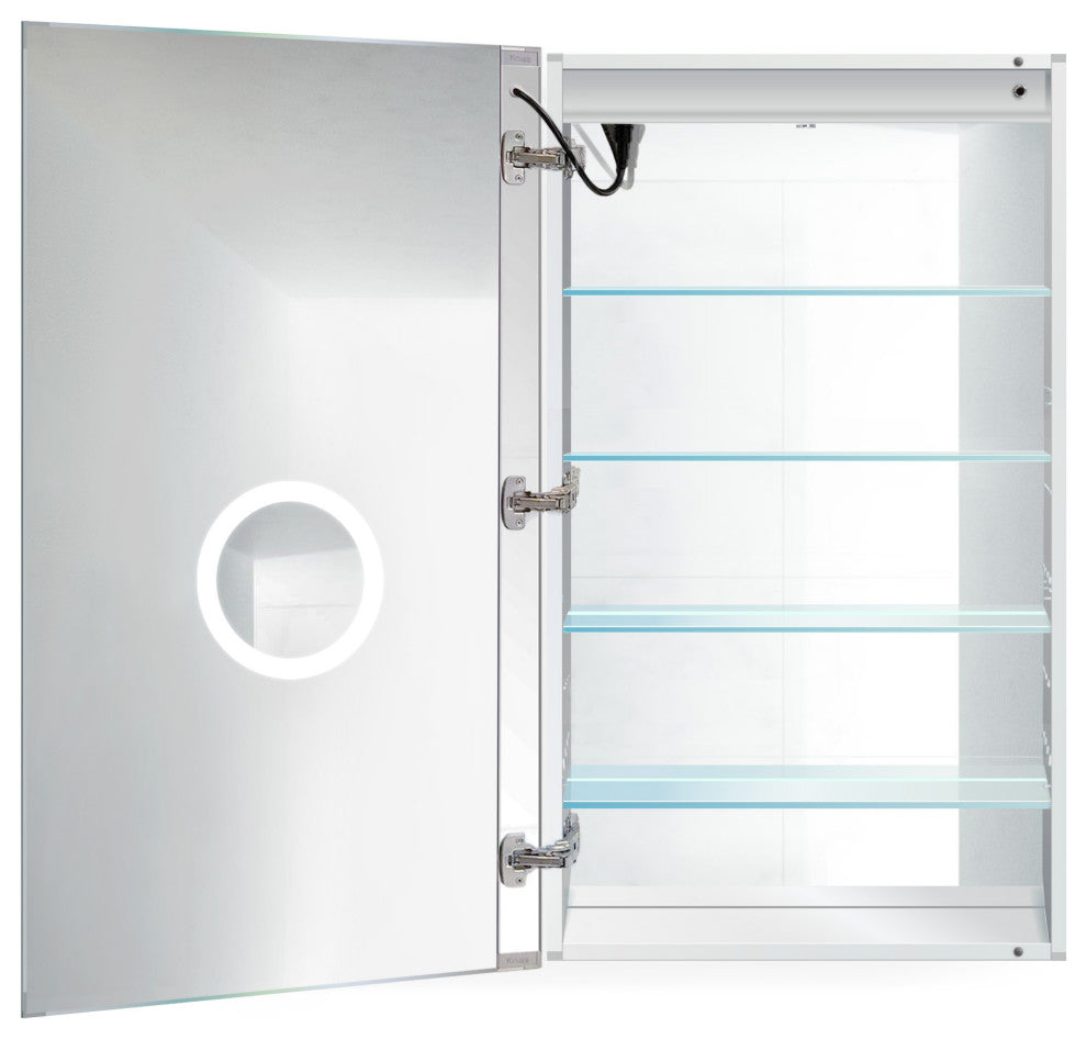 24x42 Recessed Or Surface Mount Medicine Cabinet 4 Shelves, LED, Left