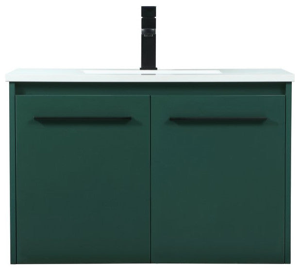 Phoebe Single Bathroom Vanity, Green, 30", Without Backsplash