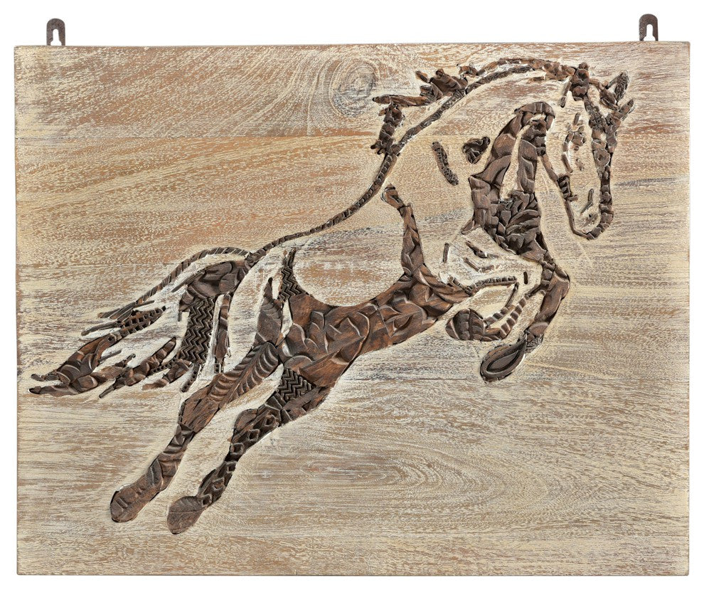 Vista Wood Inlay Horse Wall Art