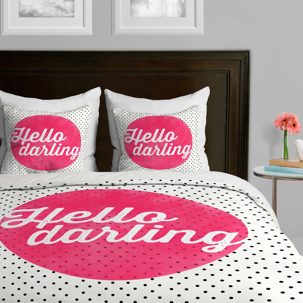 Deny Designs Allyson Johnson Hello Darling Dots Duvet Cover, Lightweight