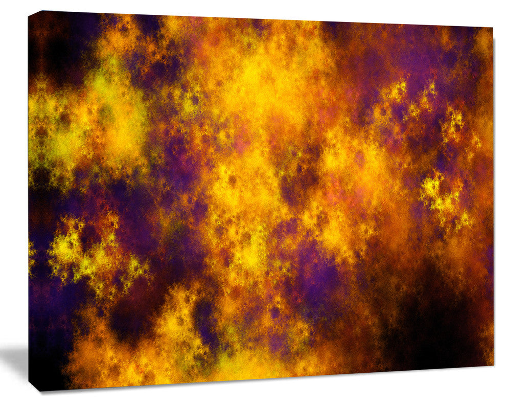 Cloudy Orange Starry Fractal Sky, Oversized Abstract Canvas Art Print, 60x40