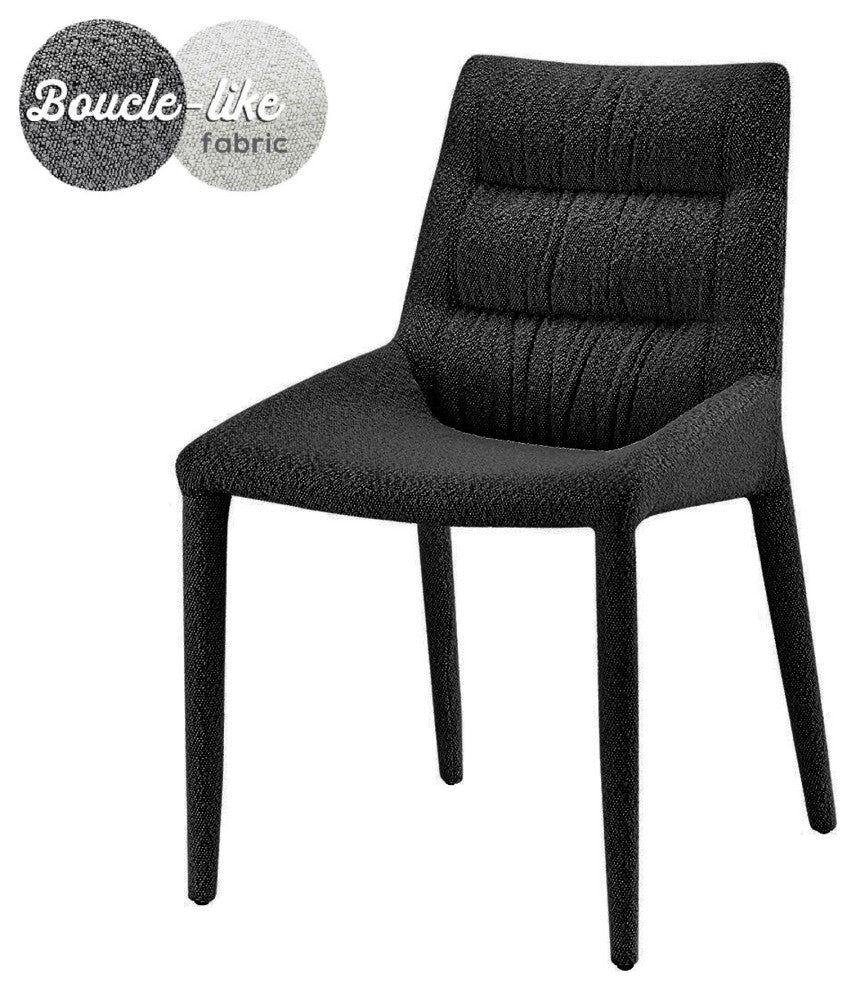 Kelsey Fabric Dining Side Chair, Boucle Black, Set of 2