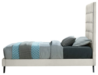 Elly Velvet Upholstered Bed, Cream, Twin