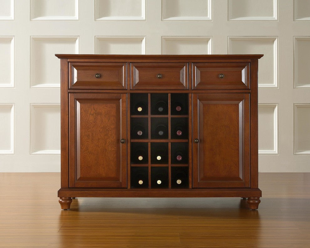 Cambridge Buffet Server / Sideboard Cabinet With Wine Storage, Classic Cherry