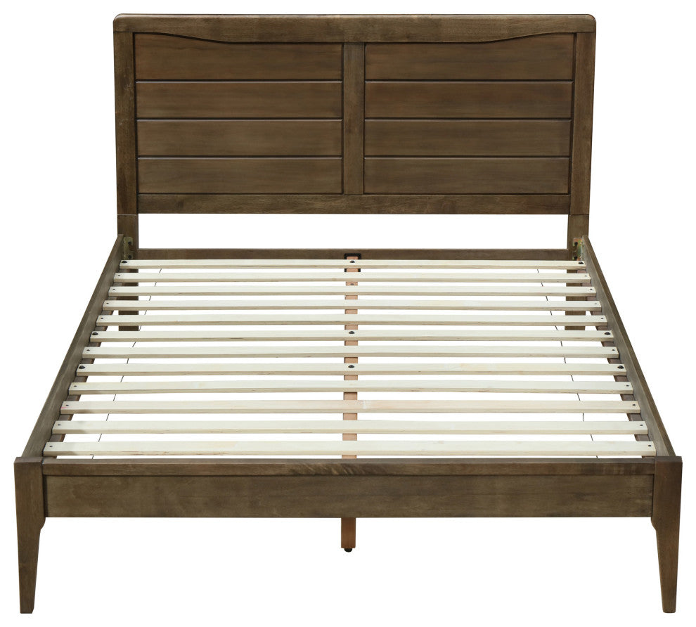 Stacey Rustic Wooden Queen Platform Bed, Weathered Oak