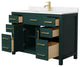 Beckett 48" Green Single Vanity, Carrara Cultured Marble Top, Gold Trim