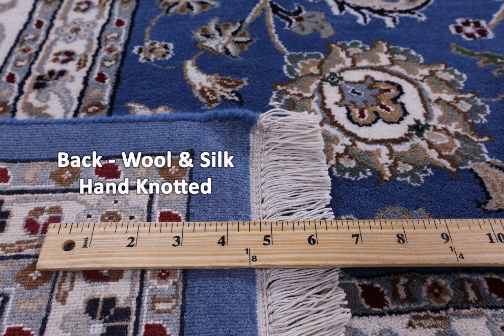 9' 1" X 12' 3" Persian Nain Hand-Knotted Wool and Silk Rug Q11612