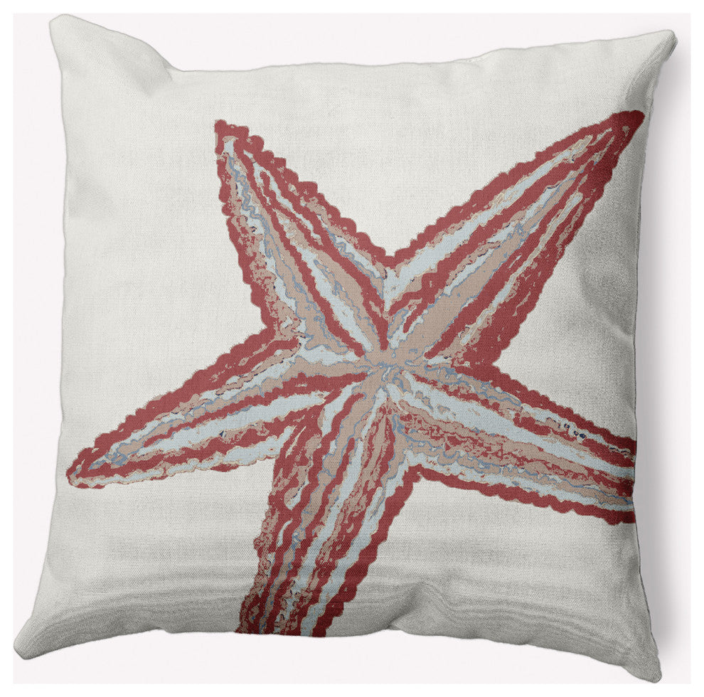 26x26" Large Starfish Nautical Decorative Indoor Pillow, Ligonberry Red
