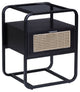 Benzara BM279019 24" Wood Accent Table, Tempered Glass Table Top, Black