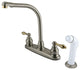 Satin Nickel/Polished Brass High Arch Kitchen Faucet With Non-Metallic Sprayer
