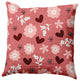 Flowery Love Valentines Decorative Throw Pillow, Pink, 18"x18"