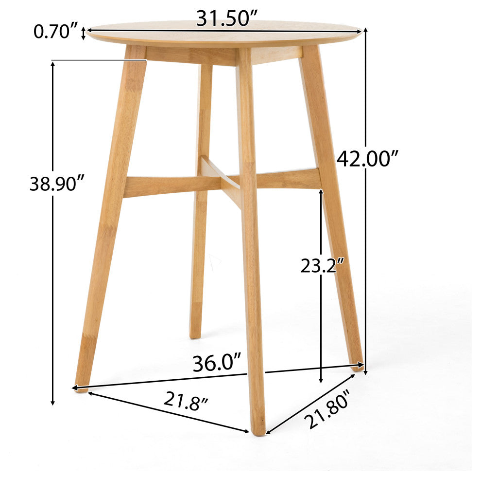 GDF Studio Madeline Natural Finish Wood Bar Dining Table, Oak