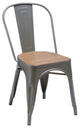 Metal Dining Chair with Wood Seat Natural Set of 4, Natural