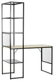 Contemporary Desk With Integrated Bookcase, Metal Frame & Multiple Open Shelves