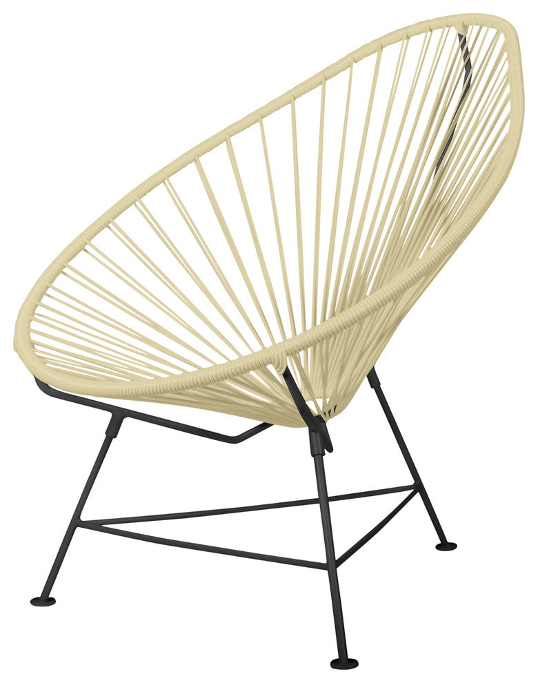 Junior Indoor/Outdoor Handmade Acapulco Chair, Ivory Weave, Black Frame
