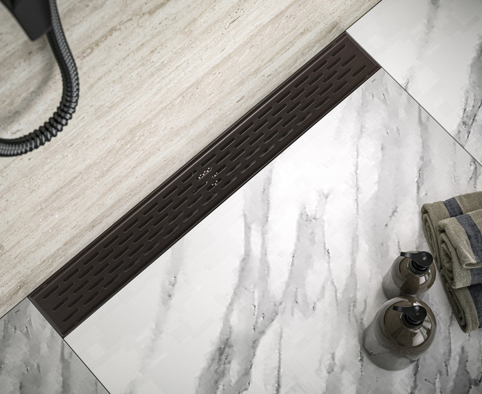 Linear Floor Drain with Removable Decorative Cover UPC certified, Venetian Bronze, 36"