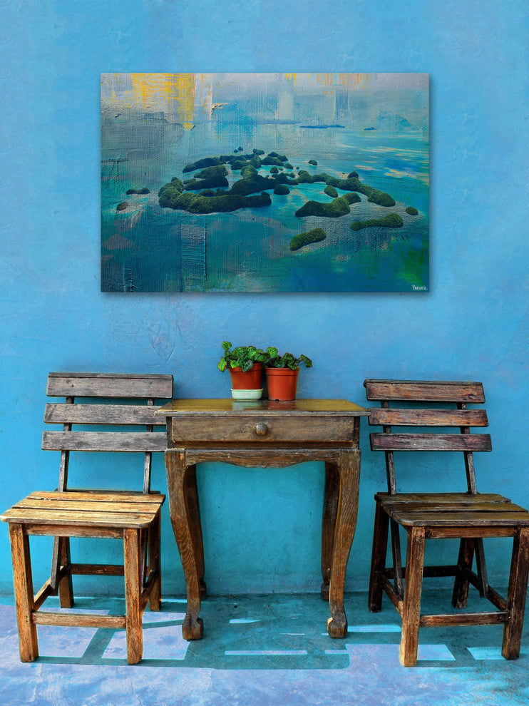 "Green Islands" Painting Print on Wrapped Canvas, 45"x30"