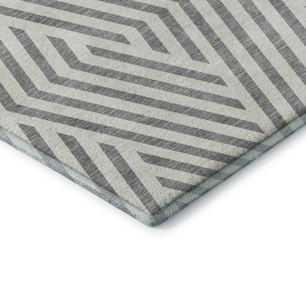 Premium Machine Washable Mayfield AMF550 Gray 8'' x 8'' Round Rug