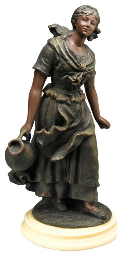 Resin Water Girl Figurine, Brown/Green