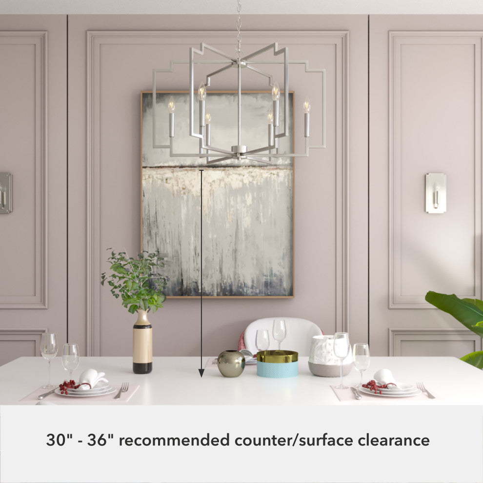 30" Zoanne Brushed Nickel 6-Light Chandelier