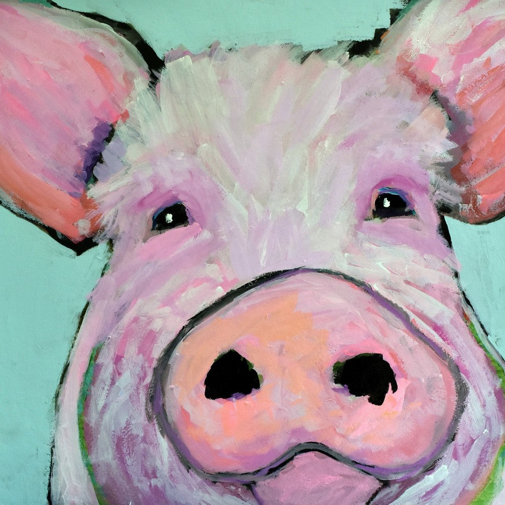 Marmont Hill, "Pink Pig" by Michelle Rivera Painting on Wrapped Canvas, 24x24