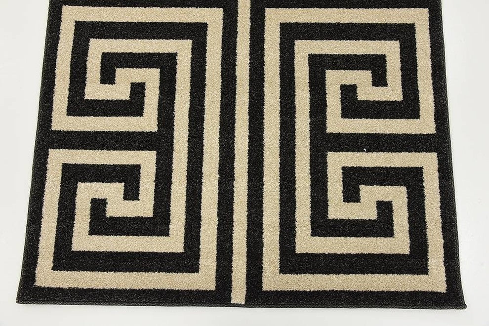 Unique Loom Black Athens Greek Key 3' 3 x 5' 3 Area Rug
