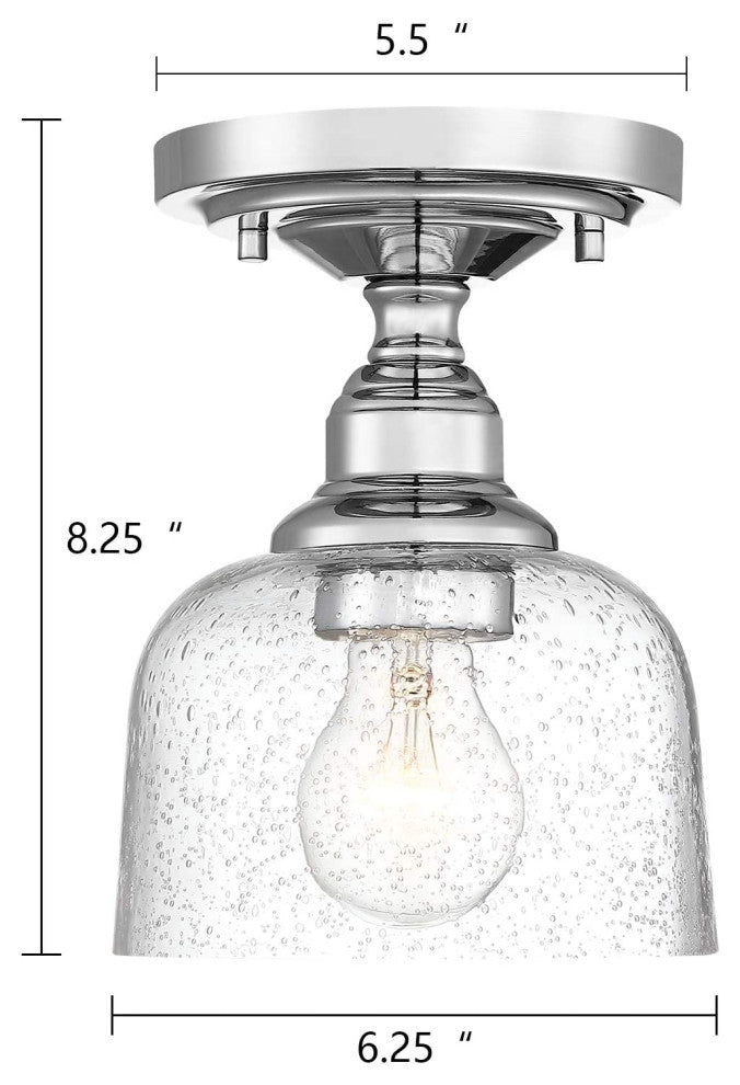 Modern Semi Flush Mount Ceiling Light Hallway Ceiling Lamp, Seeded Glass Shade
