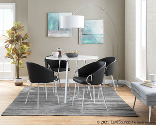 Claire Chair, Silver Metal, Black PU