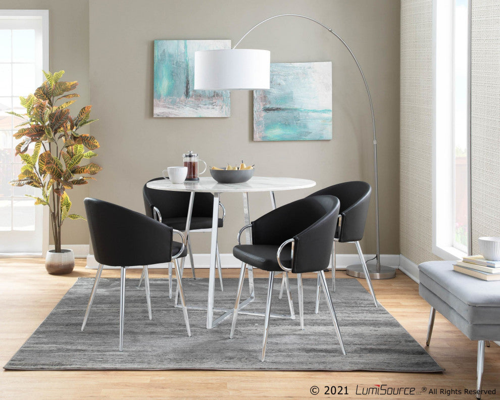 Claire Chair, Silver Metal, Black PU