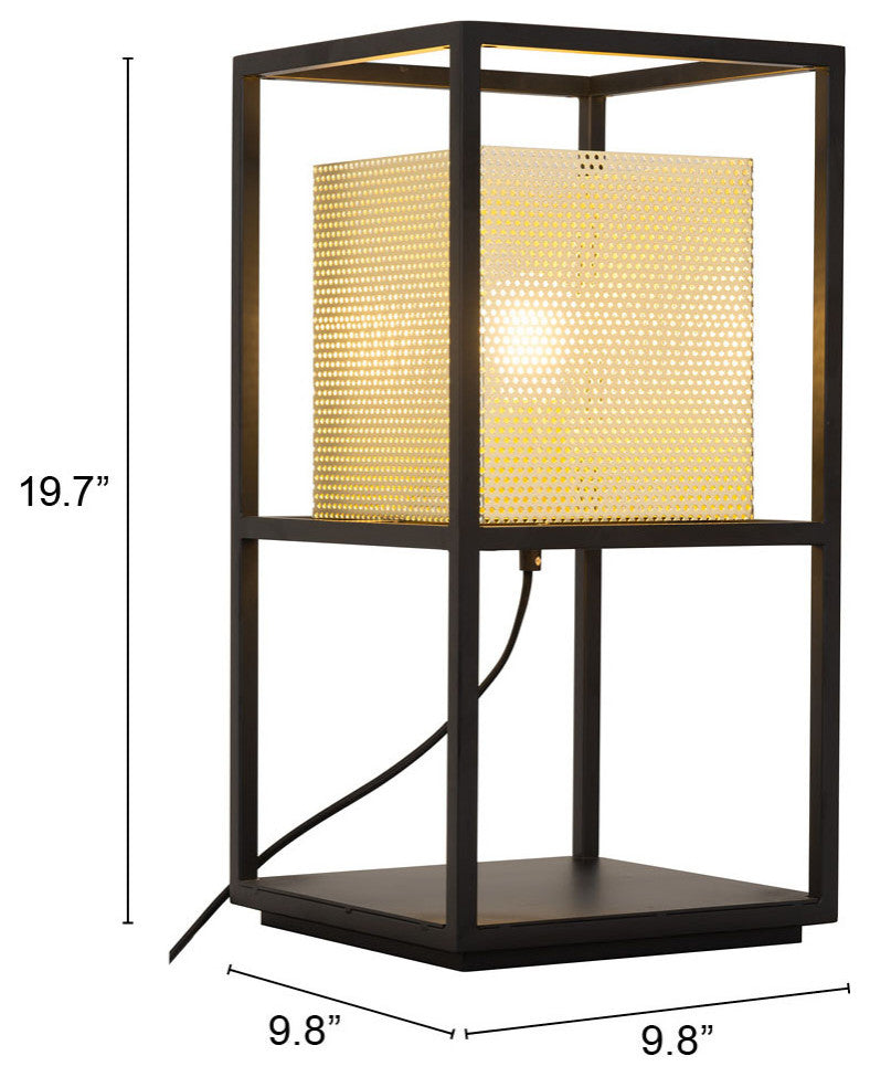 Table Lamp, Steel Metal, Gold, Black, Kitchen Lounge Bistro Lobby Hospitality