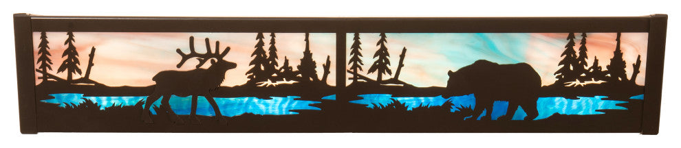 24 Wide Elk & Black Bear Vanity Light