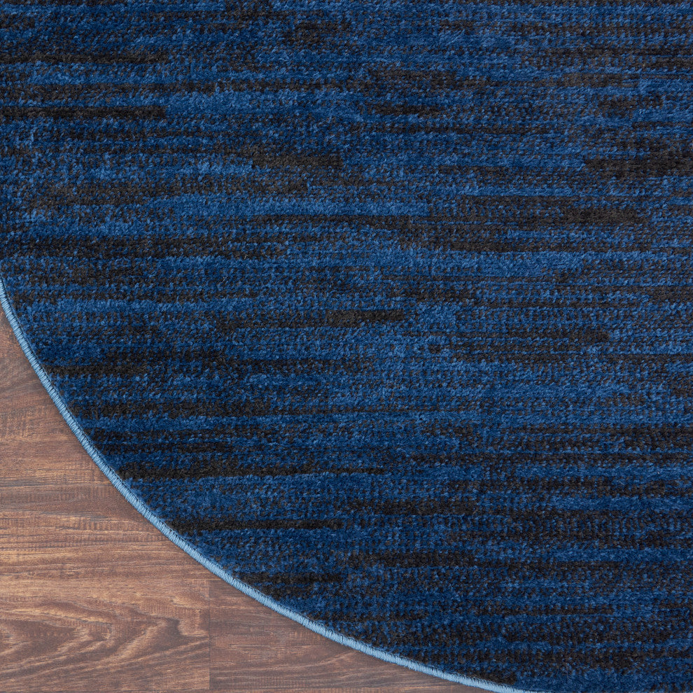 Nourison Essentials 8' x Round Midnight Blue Outdoor Area Rug