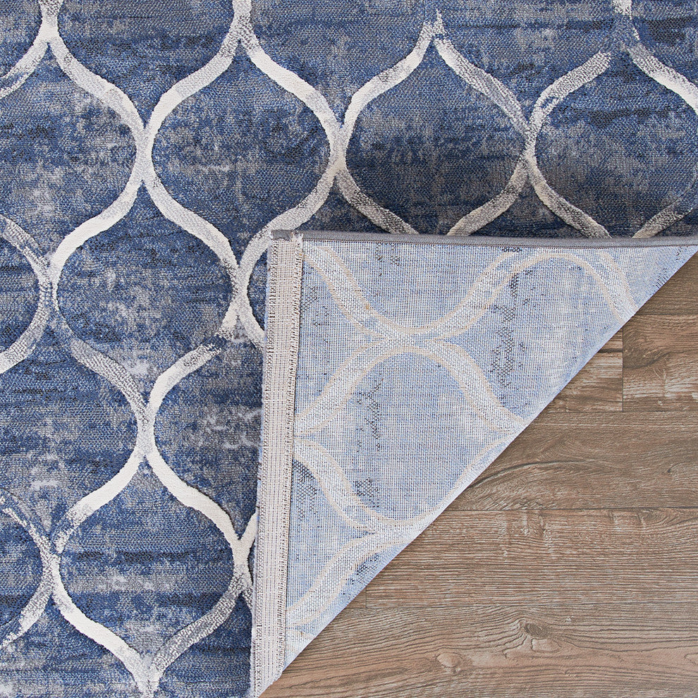 Couristan Easton Ogee Area Rug, Dusk Blue, 6'6" X 9'6"